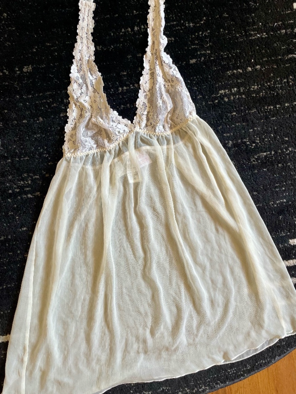 White Lace Halter Babydoll Sleepwea | Sheer Chiffon | Bridal Honeymoon S